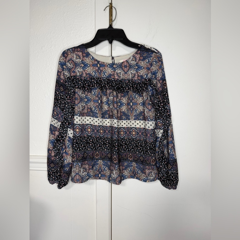 GB Girls Multicolor Patterned Blouse ruffle long sleeve size L
